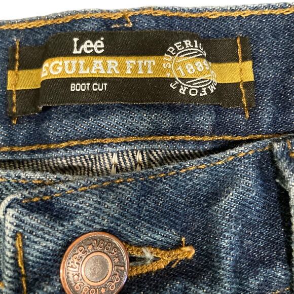 Mens Lee Blue Cotton Denim Boot Cut Regular Fit Work Utility Jeans Size 38x30 - Picture 7 of 16